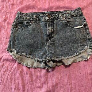dELiA*s Washed blue  Frayed-Hem Jean Shorts
